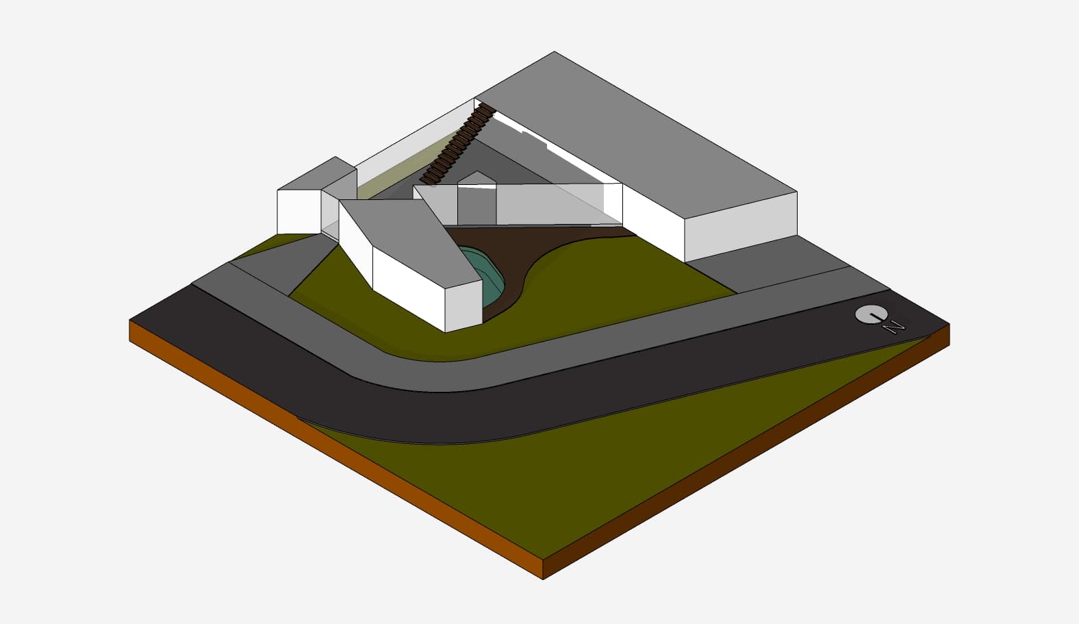 Casa CaCle – maquete volumétrica 3D mostrando implantação no terreno
